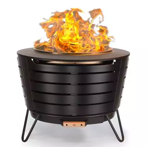 TIKI 25-Inch Smokeless Patio Fire Pit, Wood Burning