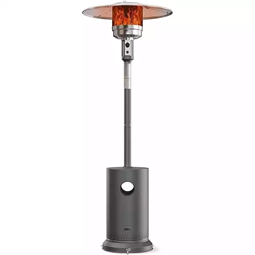 EAST OAK 48,000 BTU Outdoor Patio Heater with Steel Burner and Wheels