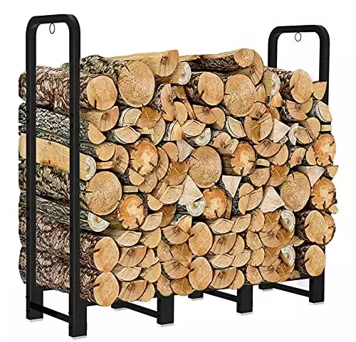 Artibear Firewood Rack Stand 4ft Heavy Duty Logs Holder for Outdoor Indoor Fireplace