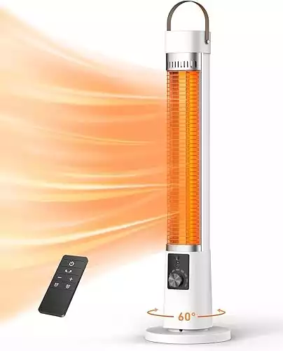 Patio Heater for Outdoor, Portable Infrared Heater with 60-Degree Oscillation, Timer, Remote, for Patio, Gazebo