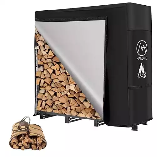 nalone 4FT Outdoor Firewood Rack with Cover & Carry Bag