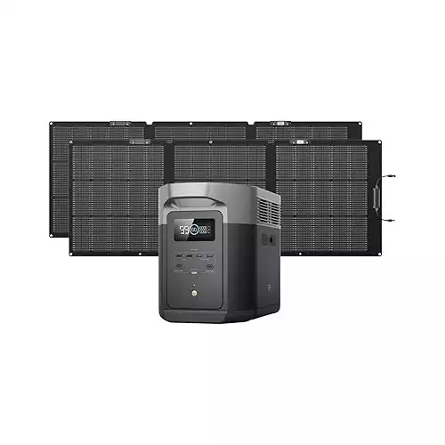 ECOFLOW Solar Generator Delta 2 Max 2048Wh with 2x160W Solar Panel, 2400W Portable Power Station