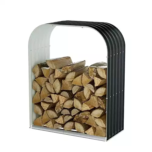 ONCEMORE Galvanized Steel Wood Shed Firewood Rack Outdoor with Cover